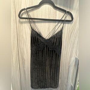 Zara small black velvet and lace strappy top